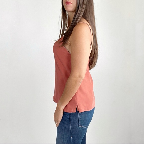 L'AGENCE Jane Silk V Neck Spaghetti Strap Cami In Burnt Clay Size Small SOLD - Picture 2 of 6
